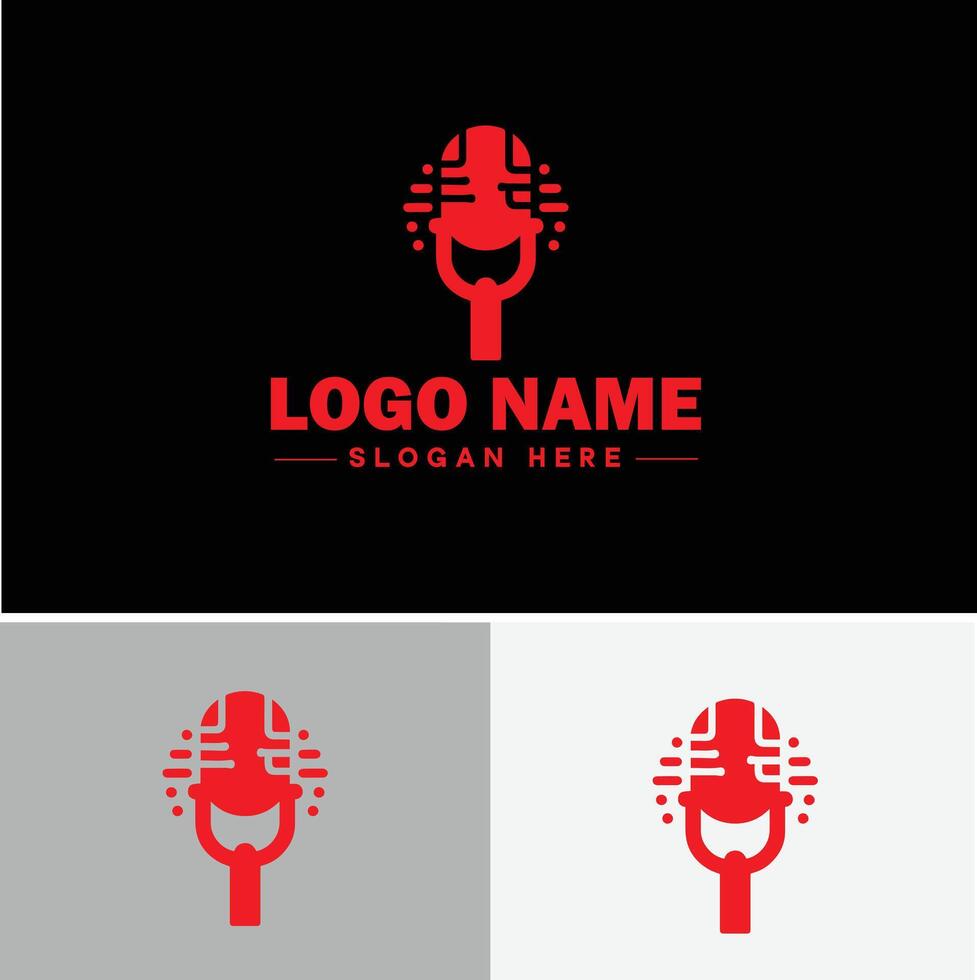 microphone Podcast record concept music sound logo icon for business brand app icon microphone logo template vector