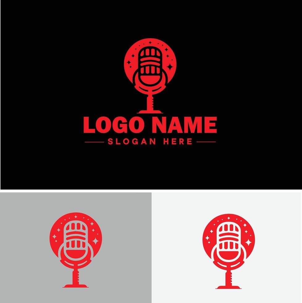 microphone Podcast record concept music sound logo icon for business brand app icon microphone logo template vector