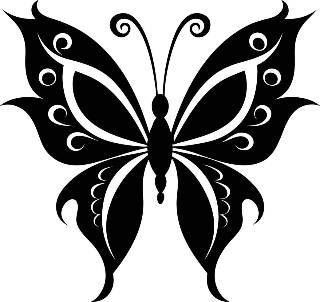 decorative butterfly illustration black and white vector