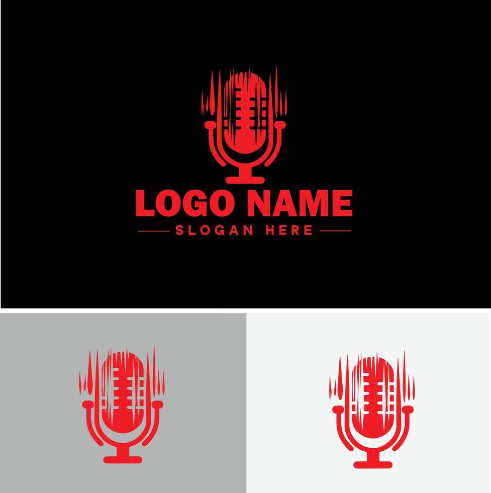 microphone Podcast record concept music sound logo icon for business brand app icon microphone logo template vector