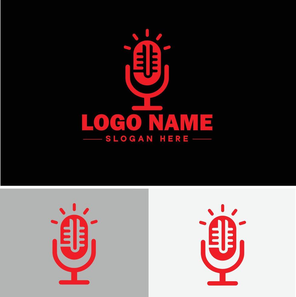 microphone Podcast record concept music sound logo icon for business brand app icon microphone logo template vector