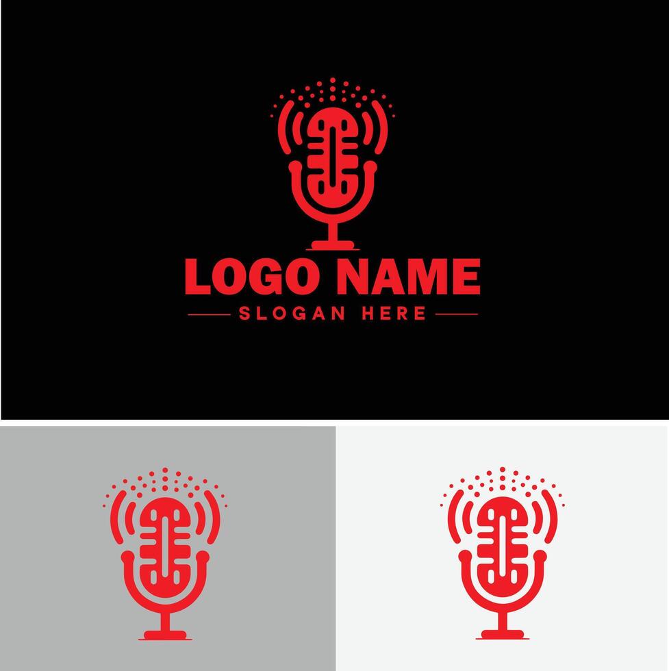 microphone Podcast record concept music sound logo icon for business brand app icon microphone logo template vector