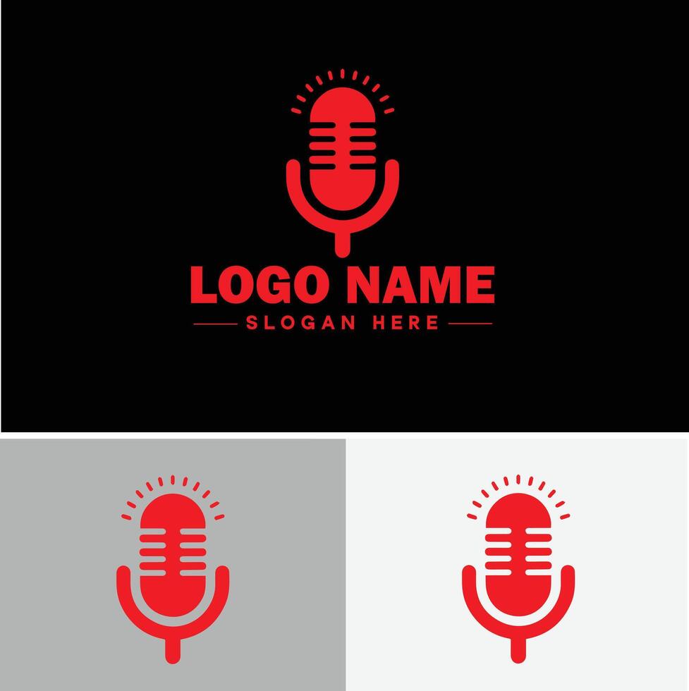 microphone Podcast record concept music sound logo icon for business brand app icon microphone logo template vector