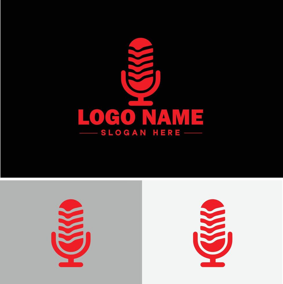 microphone Podcast record concept music sound logo icon for business brand app icon microphone logo template vector