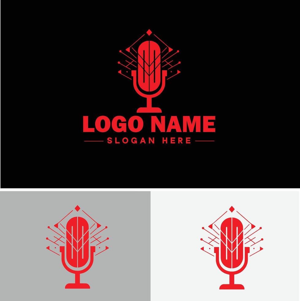 microphone Podcast record concept music sound logo icon for business brand app icon microphone logo template vector
