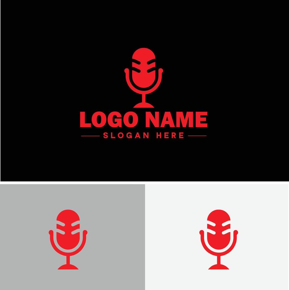microphone Podcast record concept music sound logo icon for business brand app icon microphone logo template vector