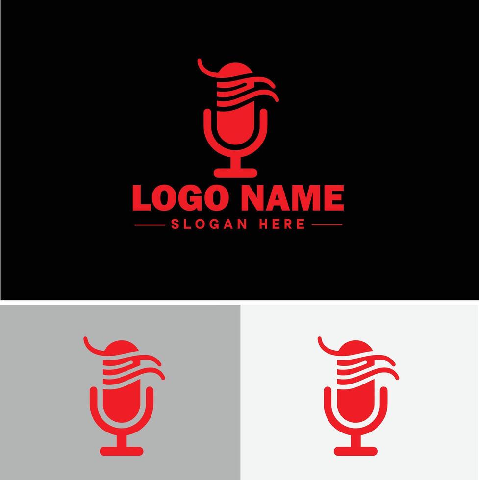 microphone Podcast record concept music sound logo icon for business brand app icon microphone logo template vector