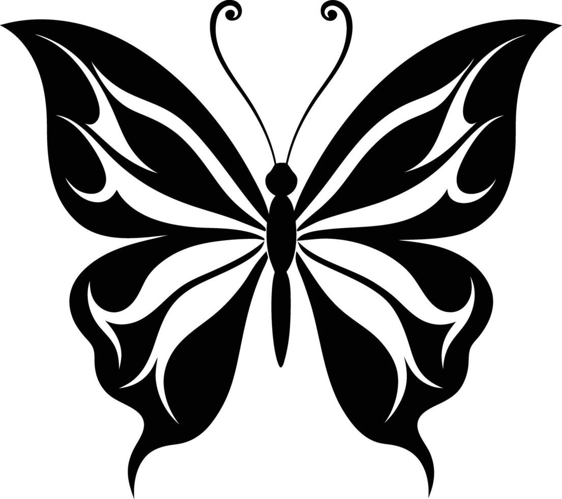 decorative butterfly illustration black and white vector