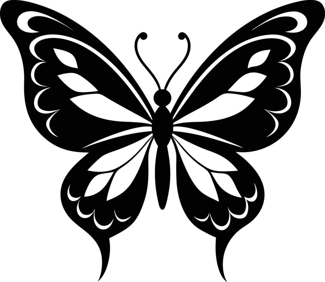 decorative butterfly illustration black and white vector