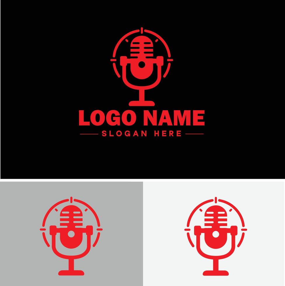microphone Podcast record concept music sound logo icon for business brand app icon microphone logo template vector