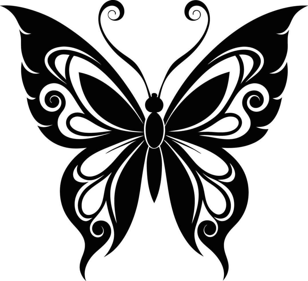decorative butterfly illustration black and white vector