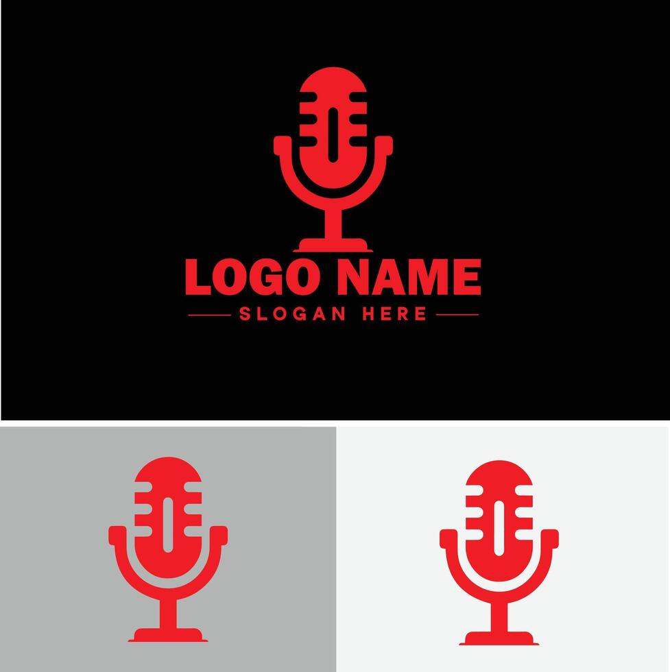 microphone Podcast record concept music sound logo icon for business brand app icon microphone logo template vector