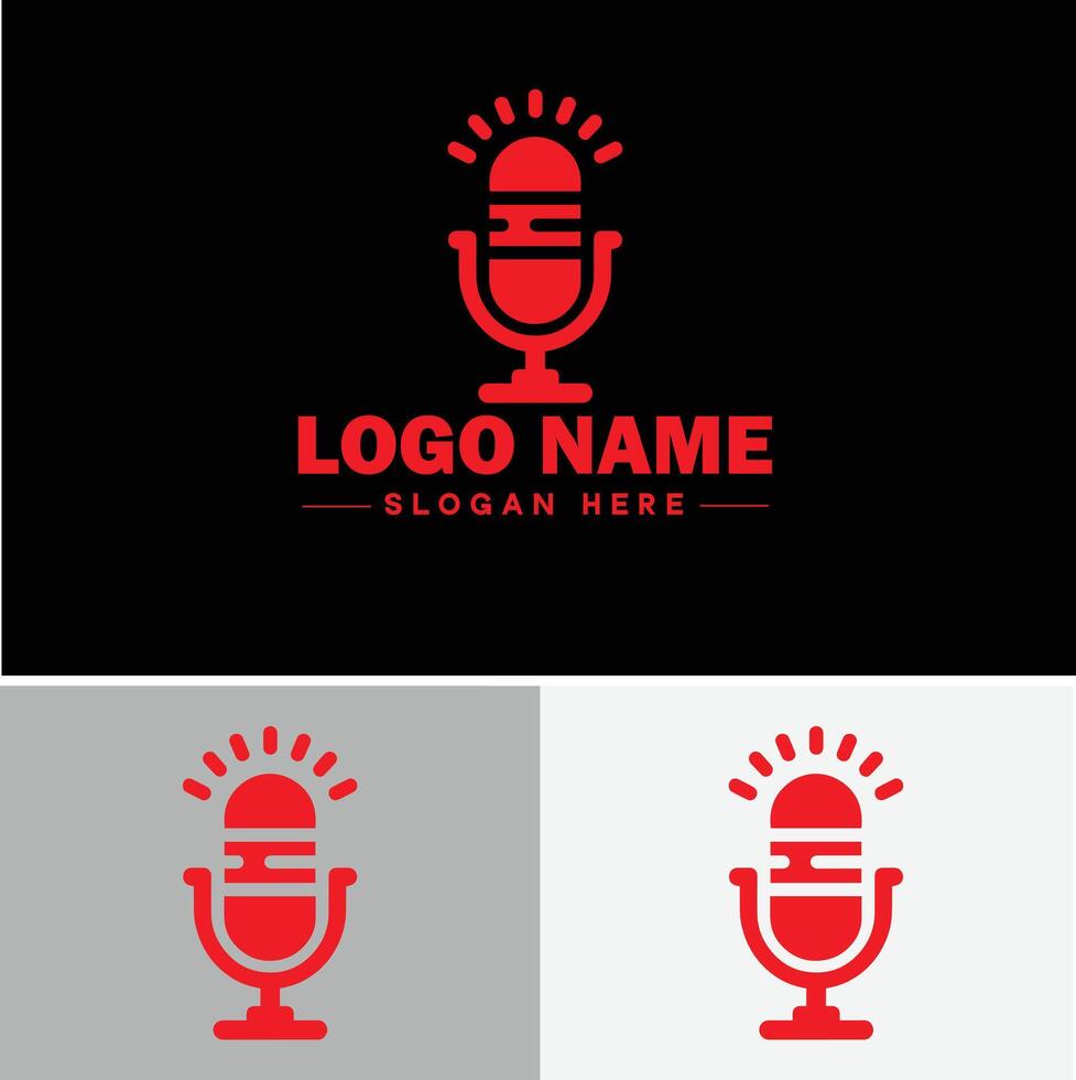 microphone Podcast record concept music sound logo icon for business brand app icon microphone logo template vector