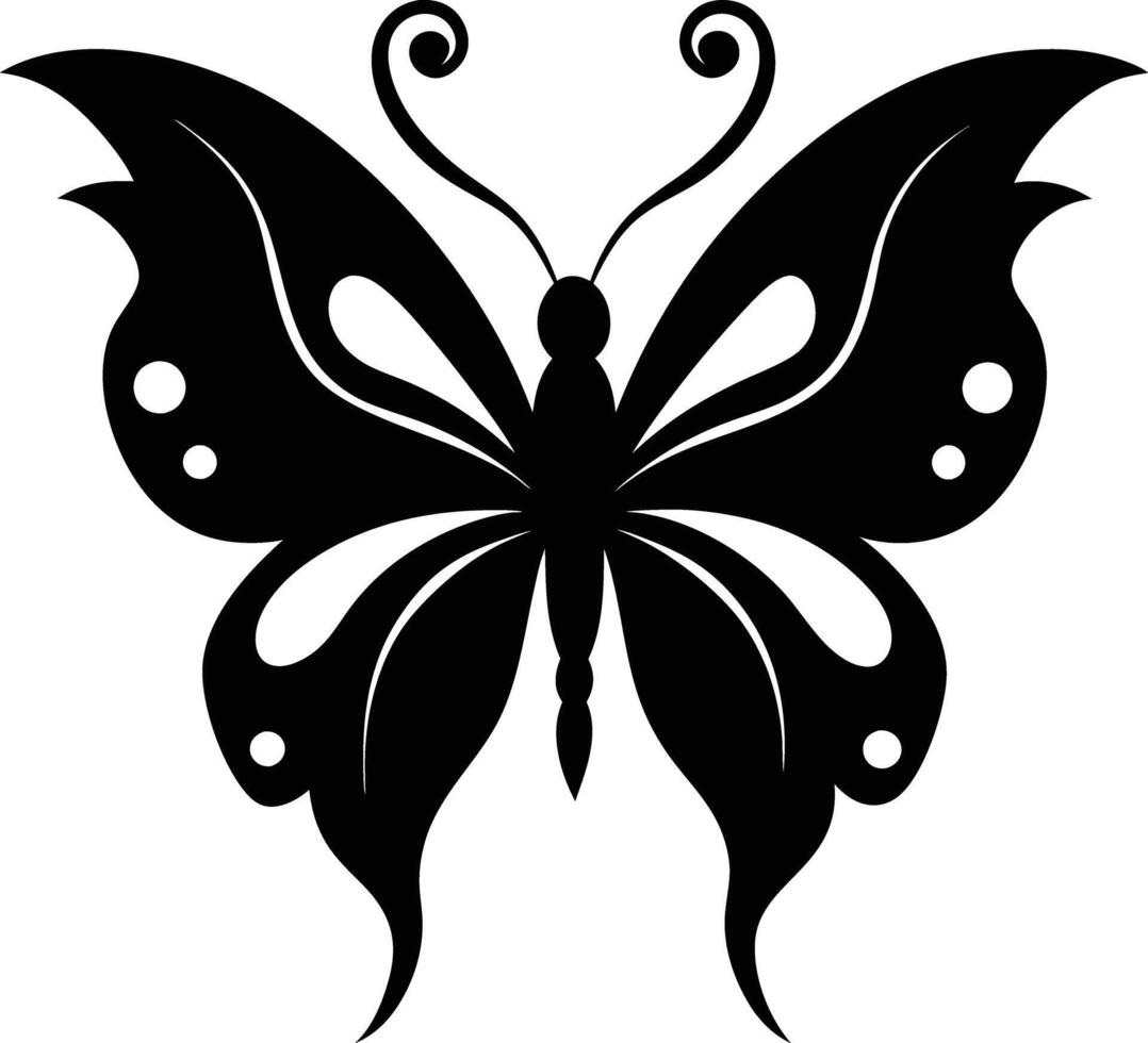 decorative butterfly illustration black and white vector