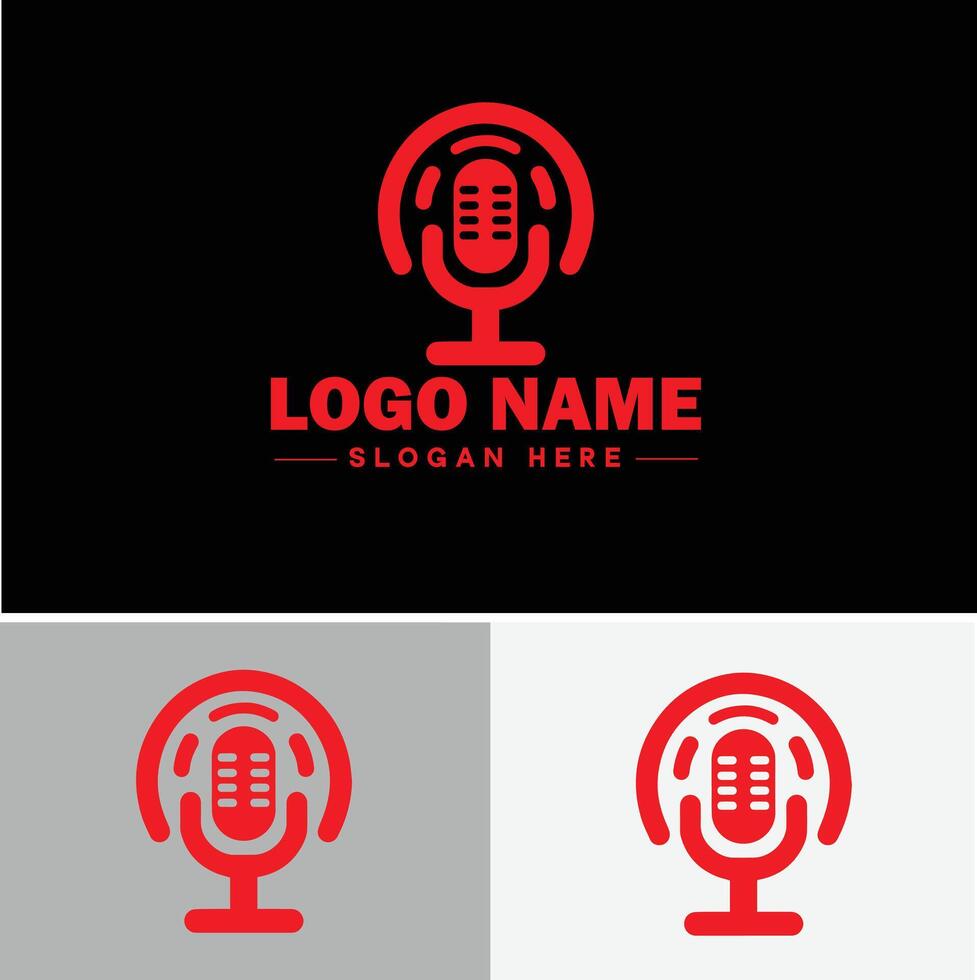 microphone Podcast record concept music sound logo icon for business brand app icon microphone logo template vector