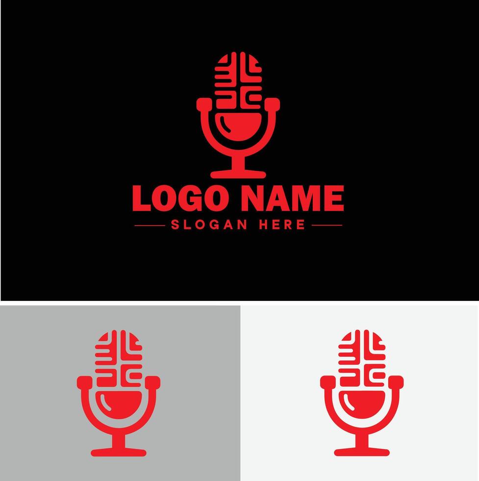 microphone Podcast record concept music sound logo icon for business brand app icon microphone logo template vector