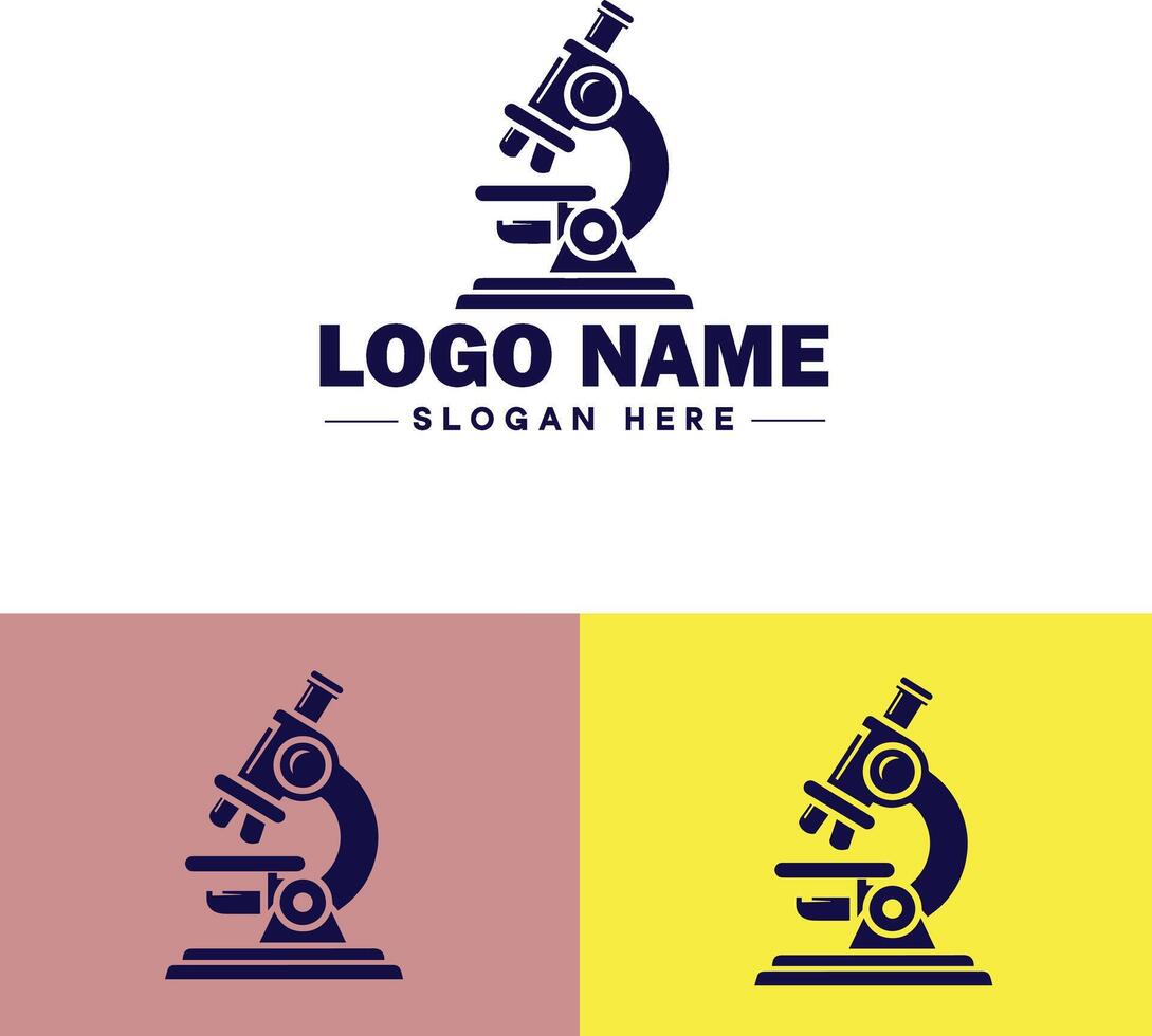 Microscope laboratory medical research scientific healthcare logo icon for business brand app icon microscope logo template vector