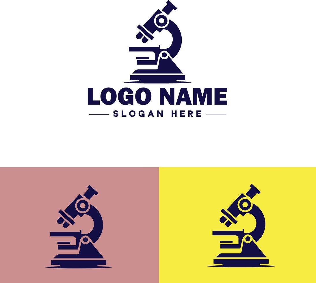 Microscope laboratory medical research scientific healthcare logo icon for business brand app icon microscope logo template vector