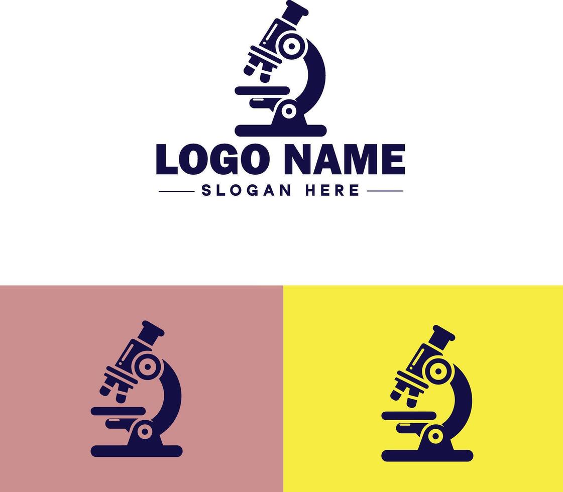 Microscope laboratory medical research scientific healthcare logo icon for business brand app icon microscope logo template vector