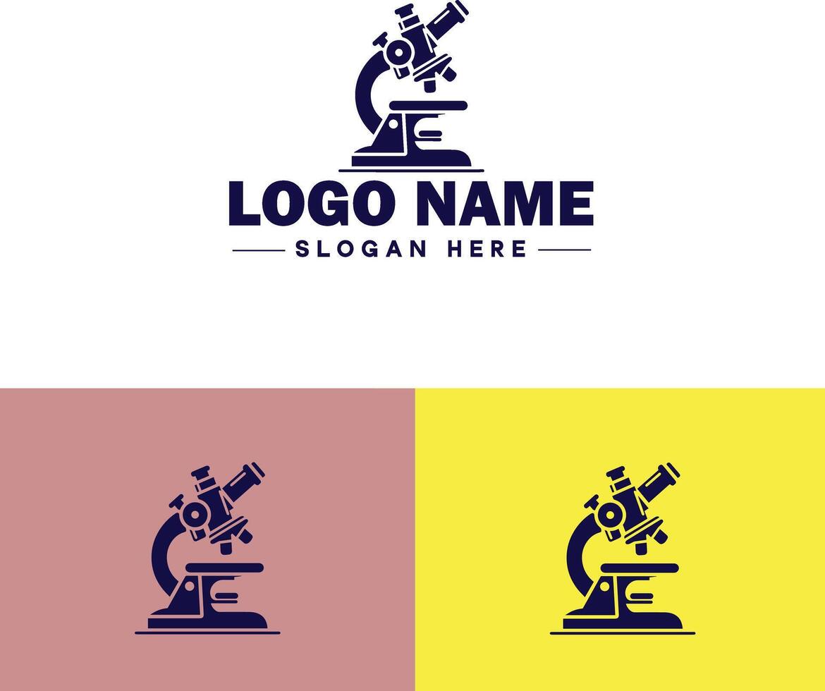 Microscope laboratory medical research scientific healthcare logo icon for business brand app icon microscope logo template vector