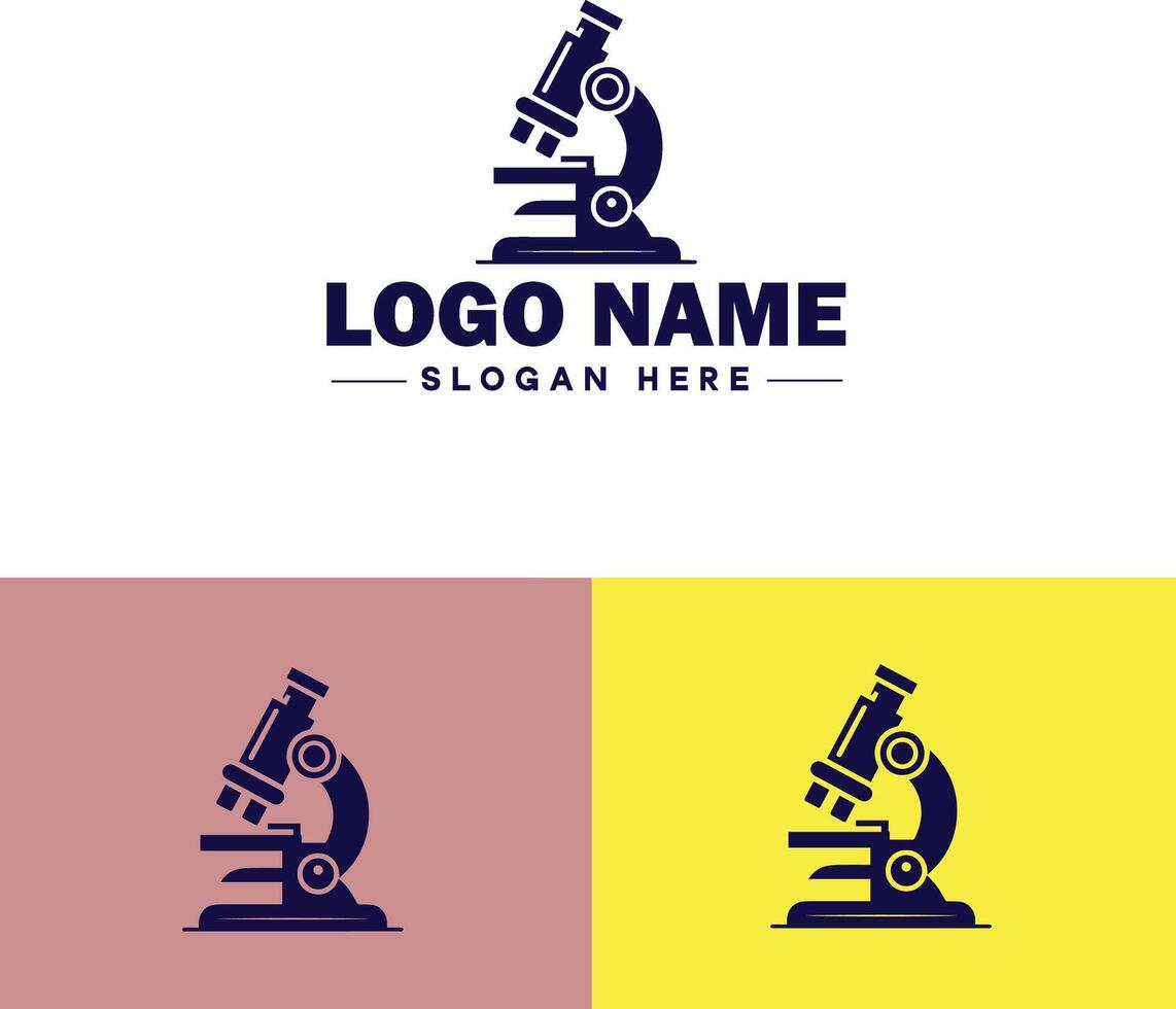 Microscope laboratory medical research scientific healthcare logo icon for business brand app icon microscope logo template vector
