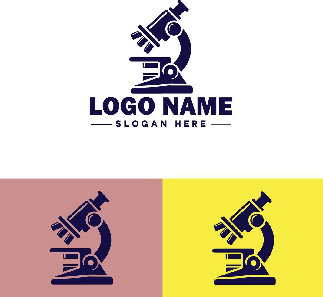 Microscope laboratory medical research scientific healthcare logo icon for business brand app icon microscope logo template vector