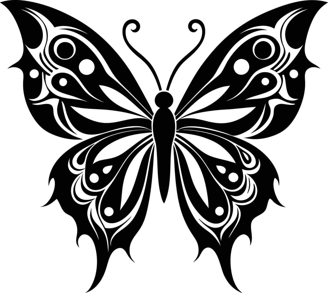 decorative butterfly illustration black and white vector