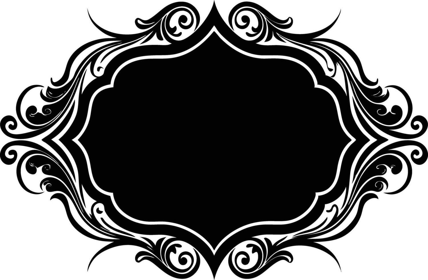 Calligraphic ornament blank frame illustration black and white vector