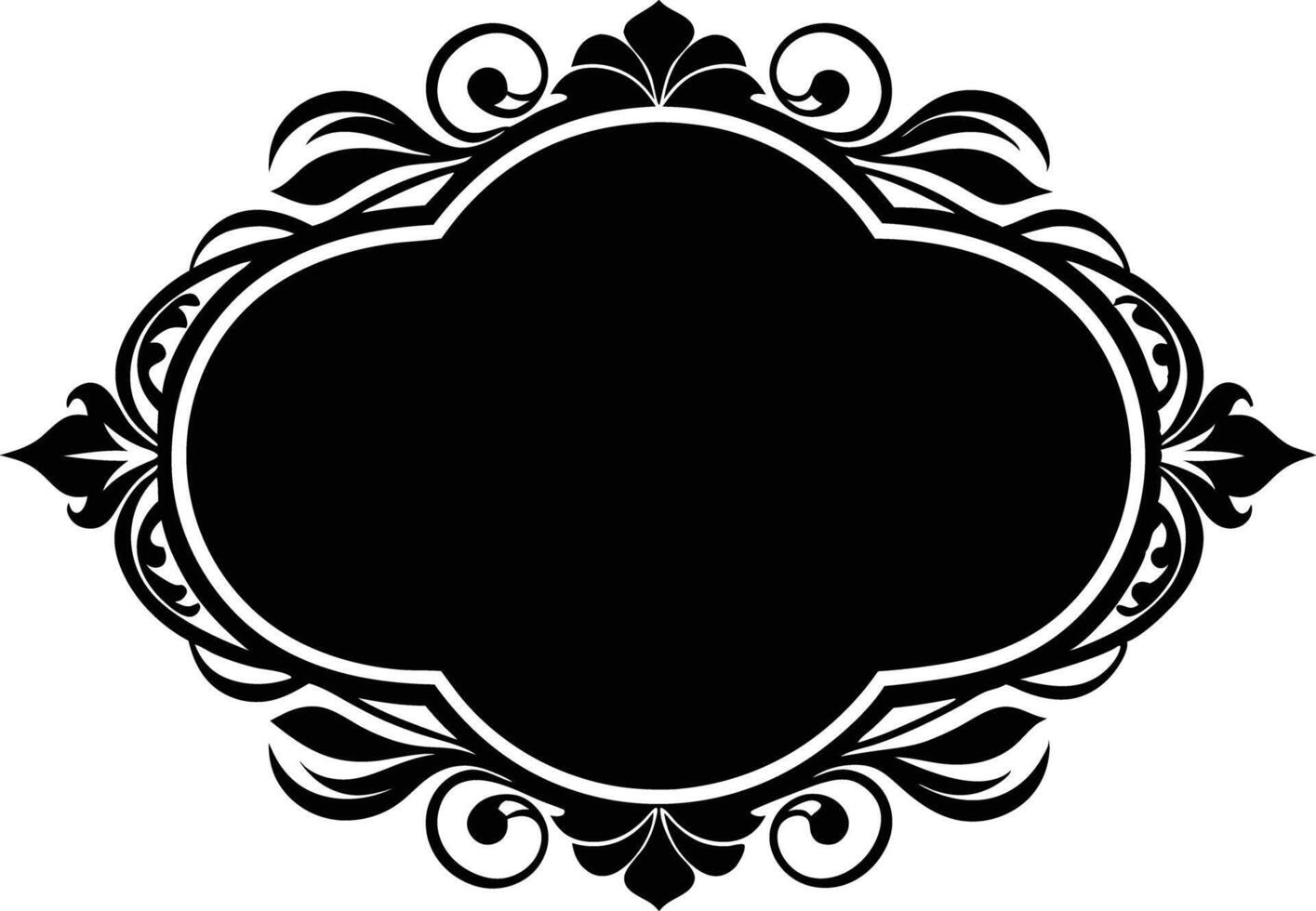 Calligraphic ornament blank frame illustration black and white vector