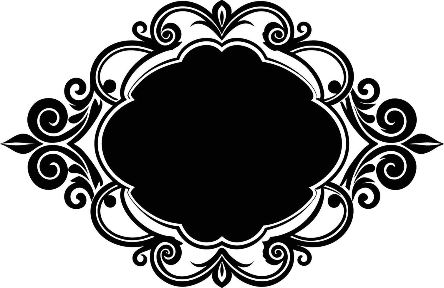 Calligraphic ornament blank frame illustration black and white vector