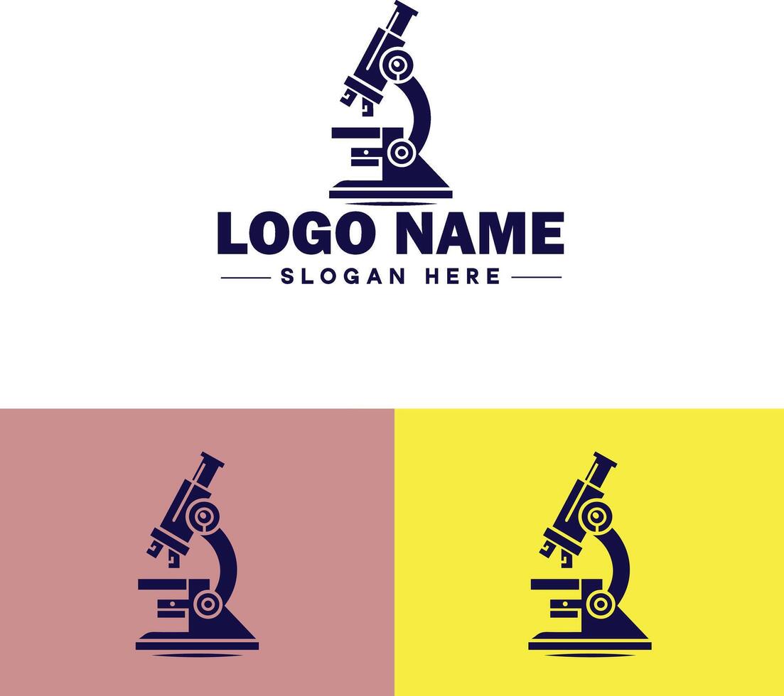 Microscope laboratory medical research scientific healthcare logo icon for business brand app icon microscope logo template vector
