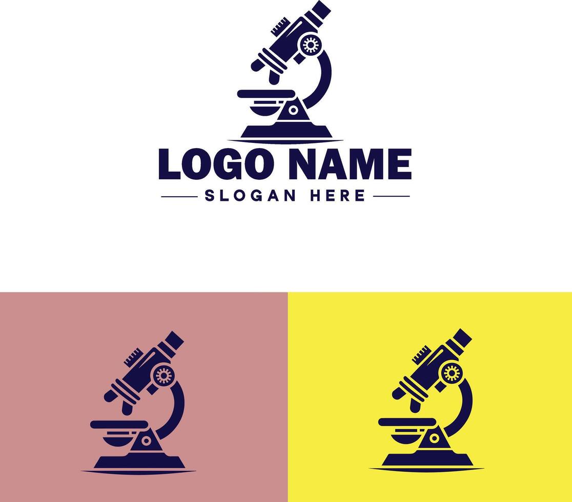 Microscope laboratory medical research scientific healthcare logo icon for business brand app icon microscope logo template vector