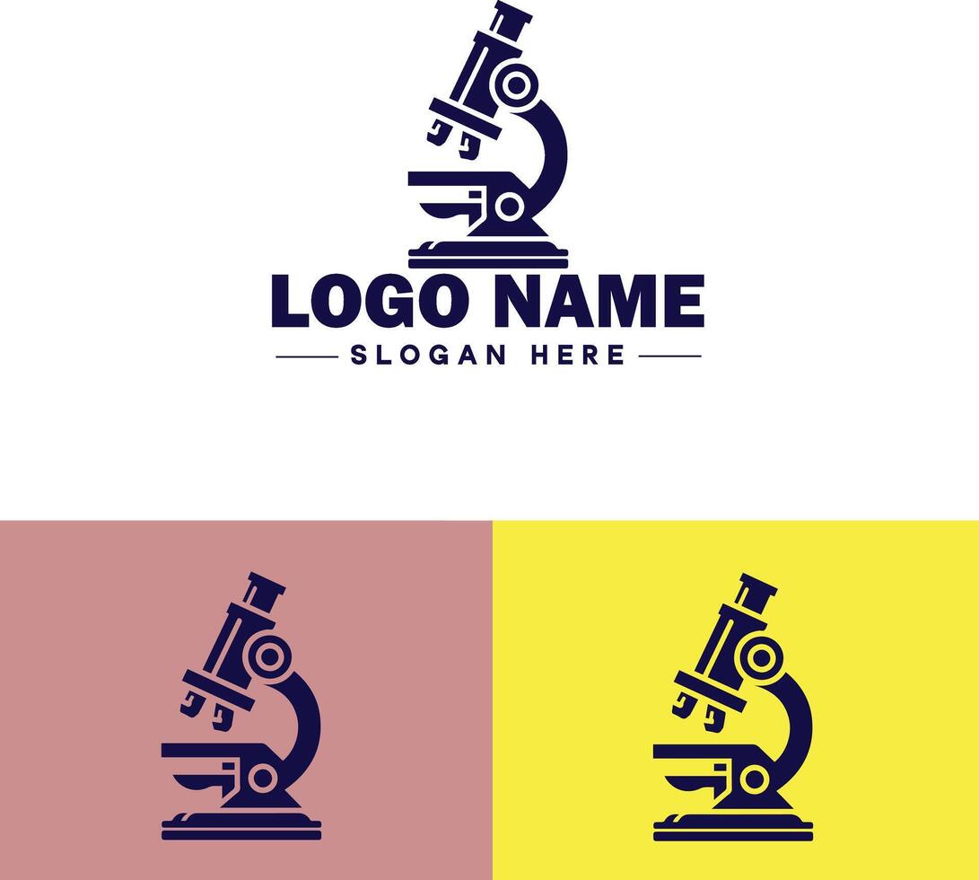 Microscope laboratory medical research scientific healthcare logo icon for business brand app icon microscope logo template vector