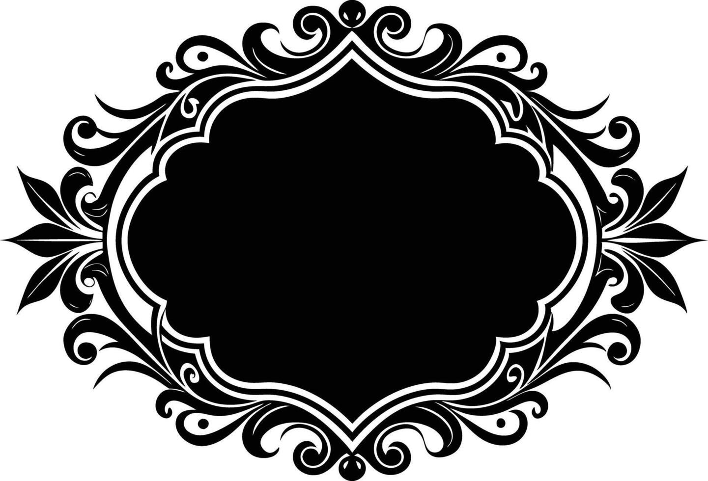 Calligraphic ornament blank frame illustration black and white vector