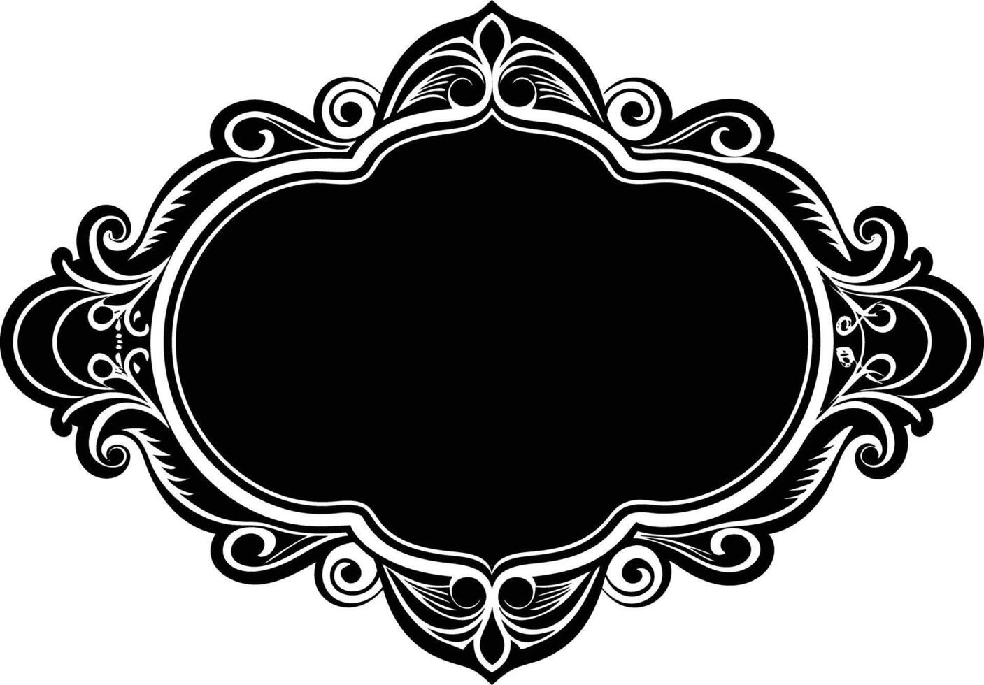 Calligraphic ornament blank frame illustration black and white vector