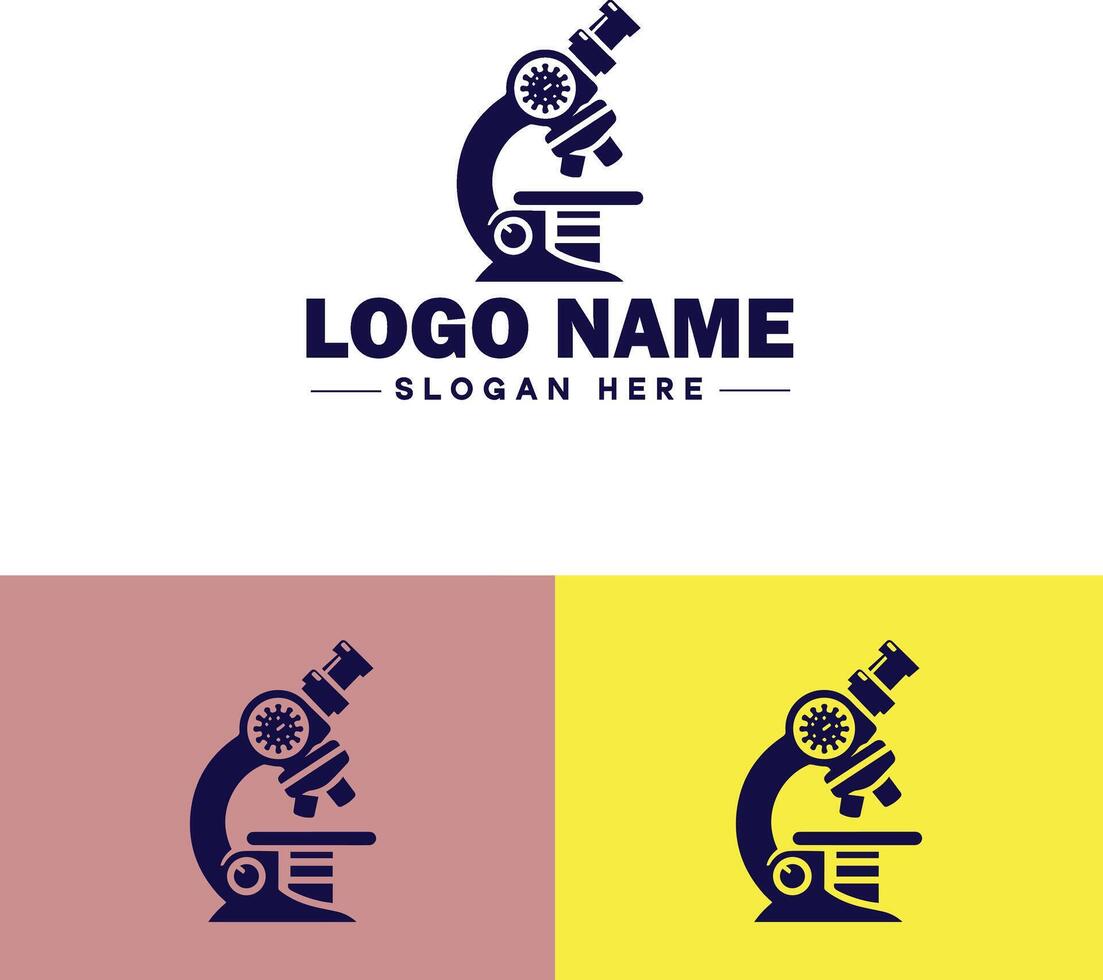 Microscope laboratory medical research scientific healthcare logo icon for business brand app icon microscope logo template vector