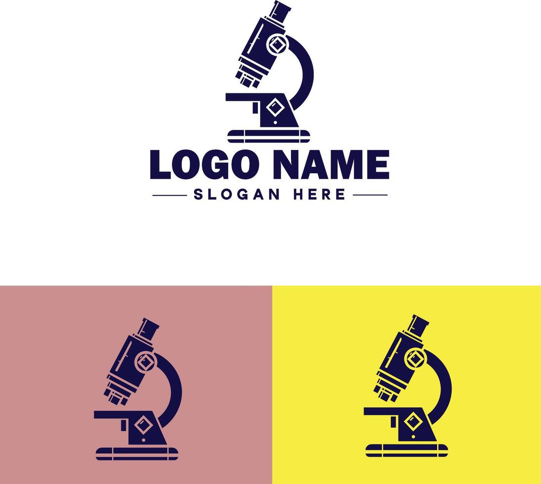 Microscope laboratory medical research scientific healthcare logo icon for business brand app icon microscope logo template vector