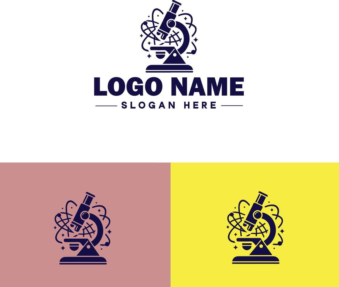Microscope laboratory medical research scientific healthcare logo icon for business brand app icon microscope logo template vector