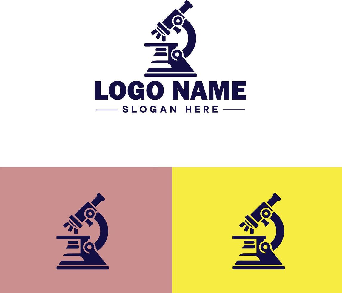 Microscope laboratory medical research scientific healthcare logo icon for business brand app icon microscope logo template vector