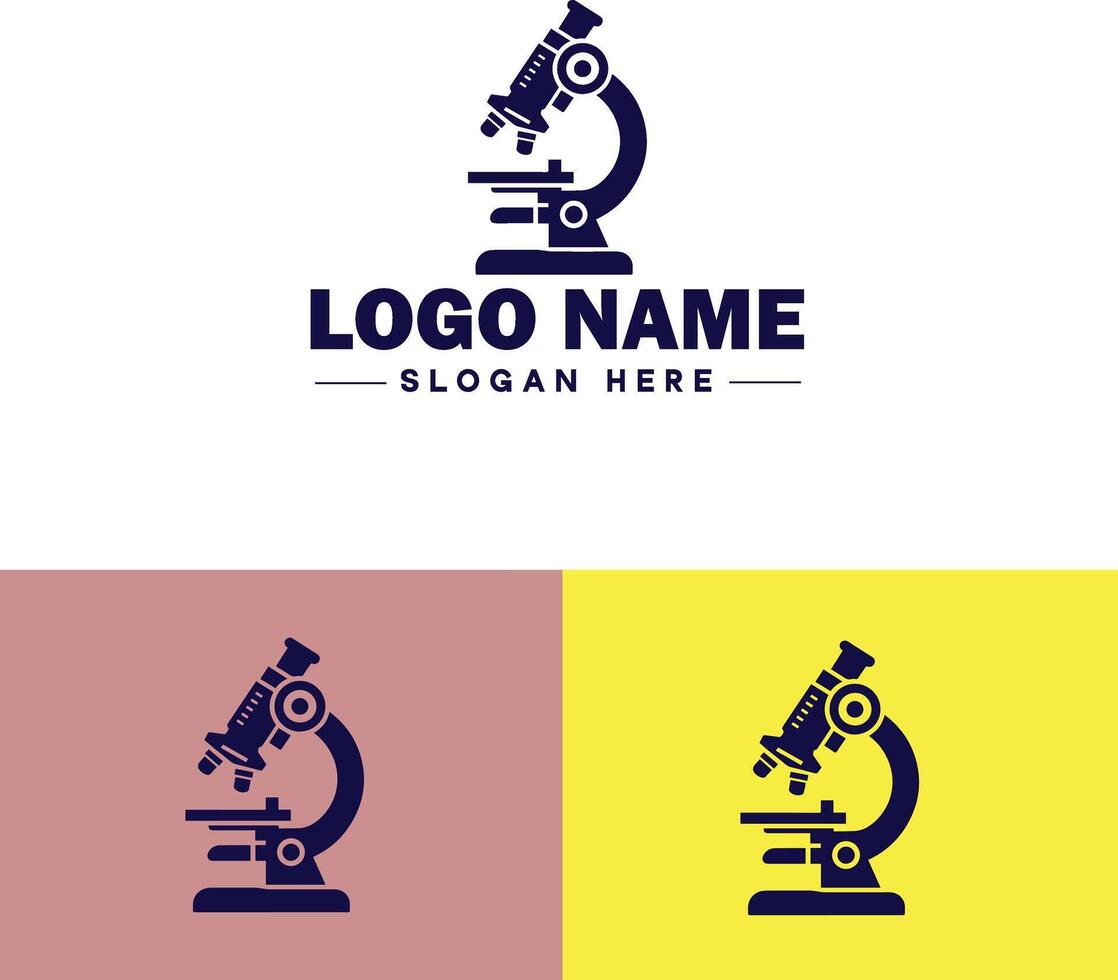 Microscope laboratory medical research scientific healthcare logo icon for business brand app icon microscope logo template vector