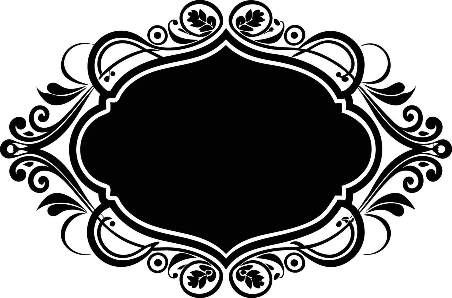 Calligraphic ornament blank frame illustration black and white vector
