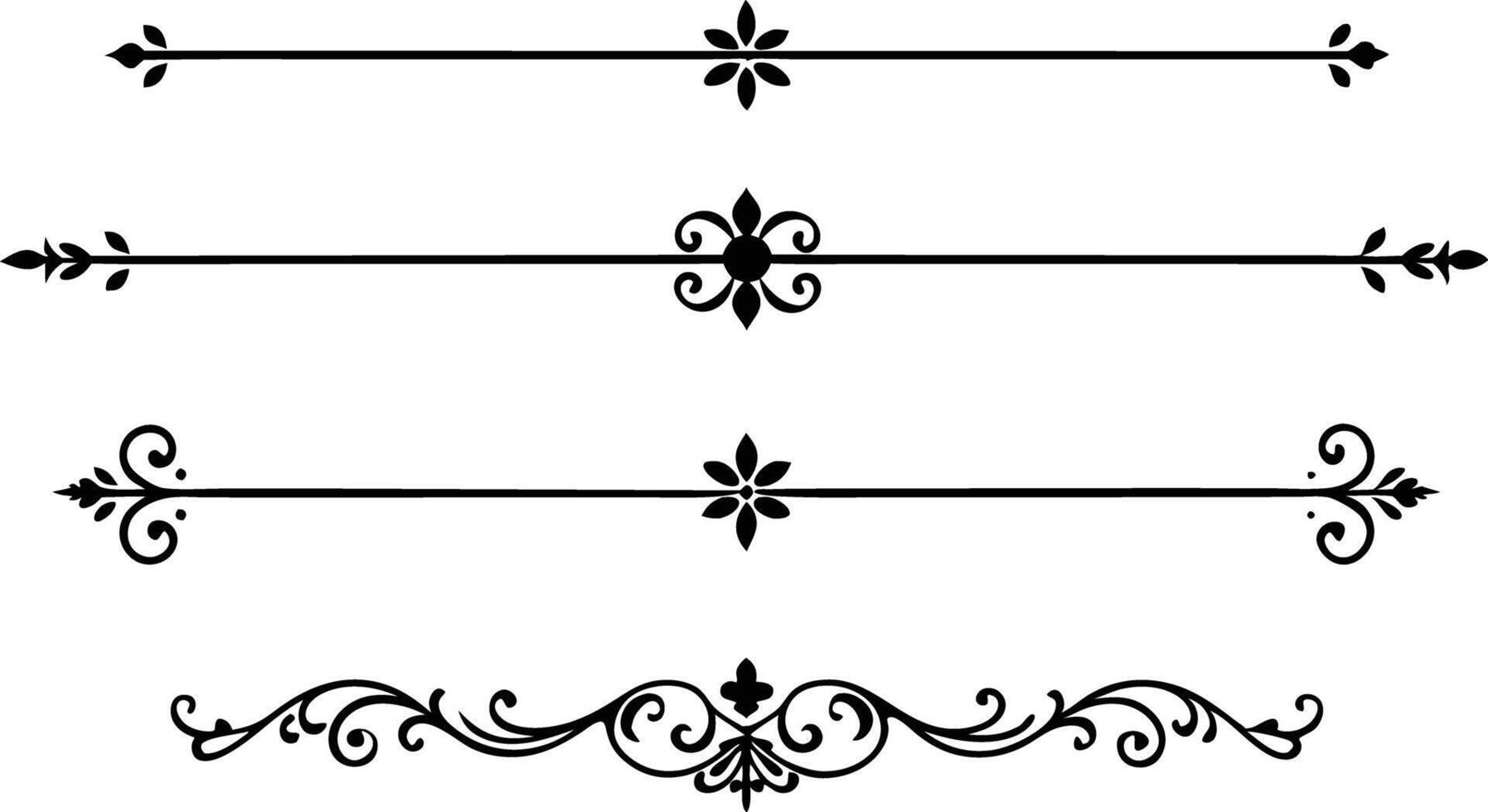 set of decorative divider elements illustration black and white vector