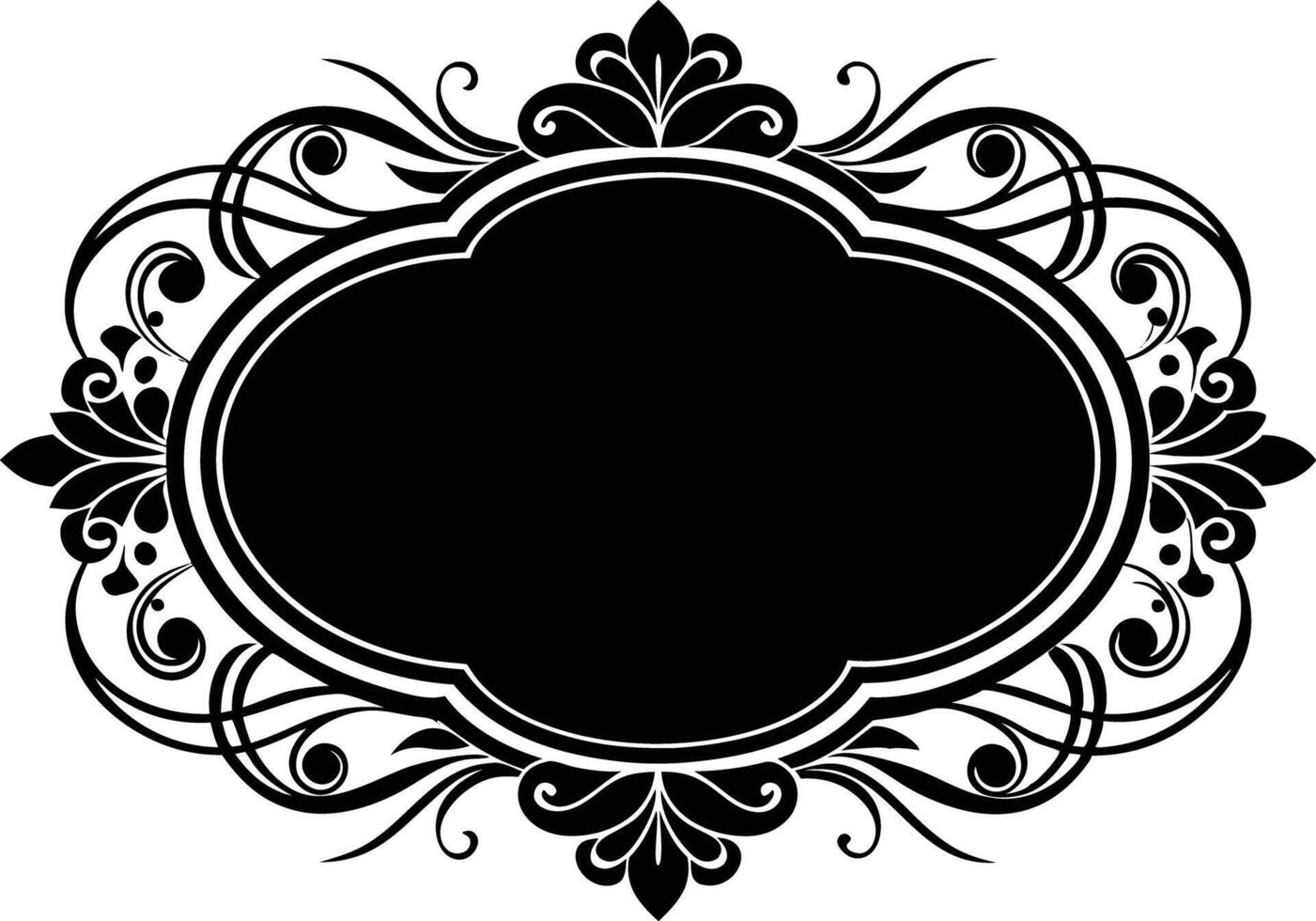 Calligraphic ornament blank frame illustration black and white vector