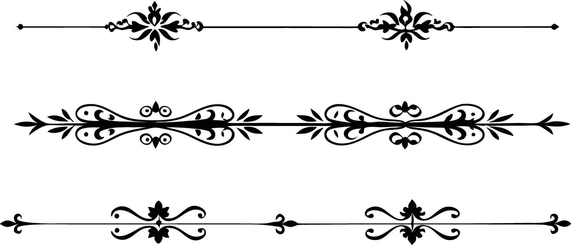 set of decorative divider elements illustration black and white vector