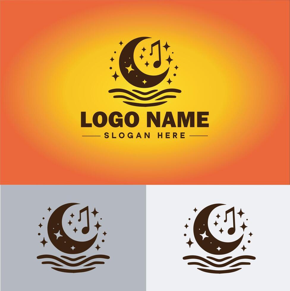 Moon logo icon for business brand app icon stars Moon Night bed logo template vector