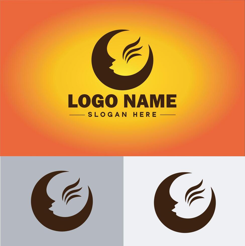 Moon logo icon for business brand app icon stars Moon Night bed logo template vector