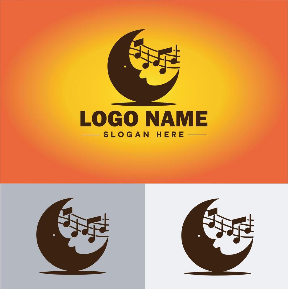 Moon logo icon for business brand app icon stars Moon Night bed logo template vector