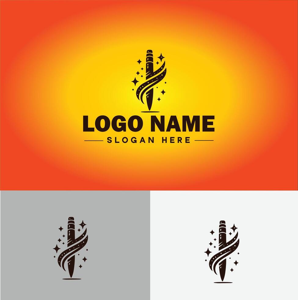 Pen write pencil logo icon for business brand app icon School Education University College Academic Campus pen logo template vector