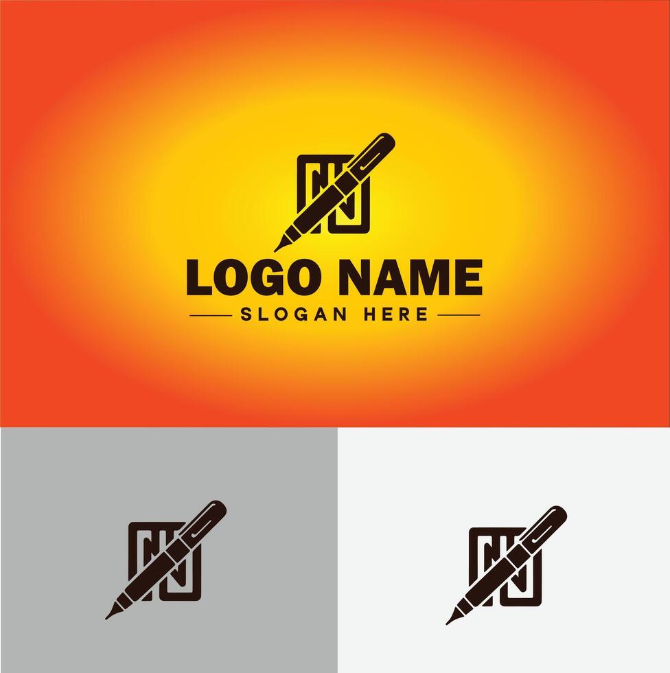 Pen write pencil logo icon for business brand app icon School Education University College Academic Campus pen logo template vector