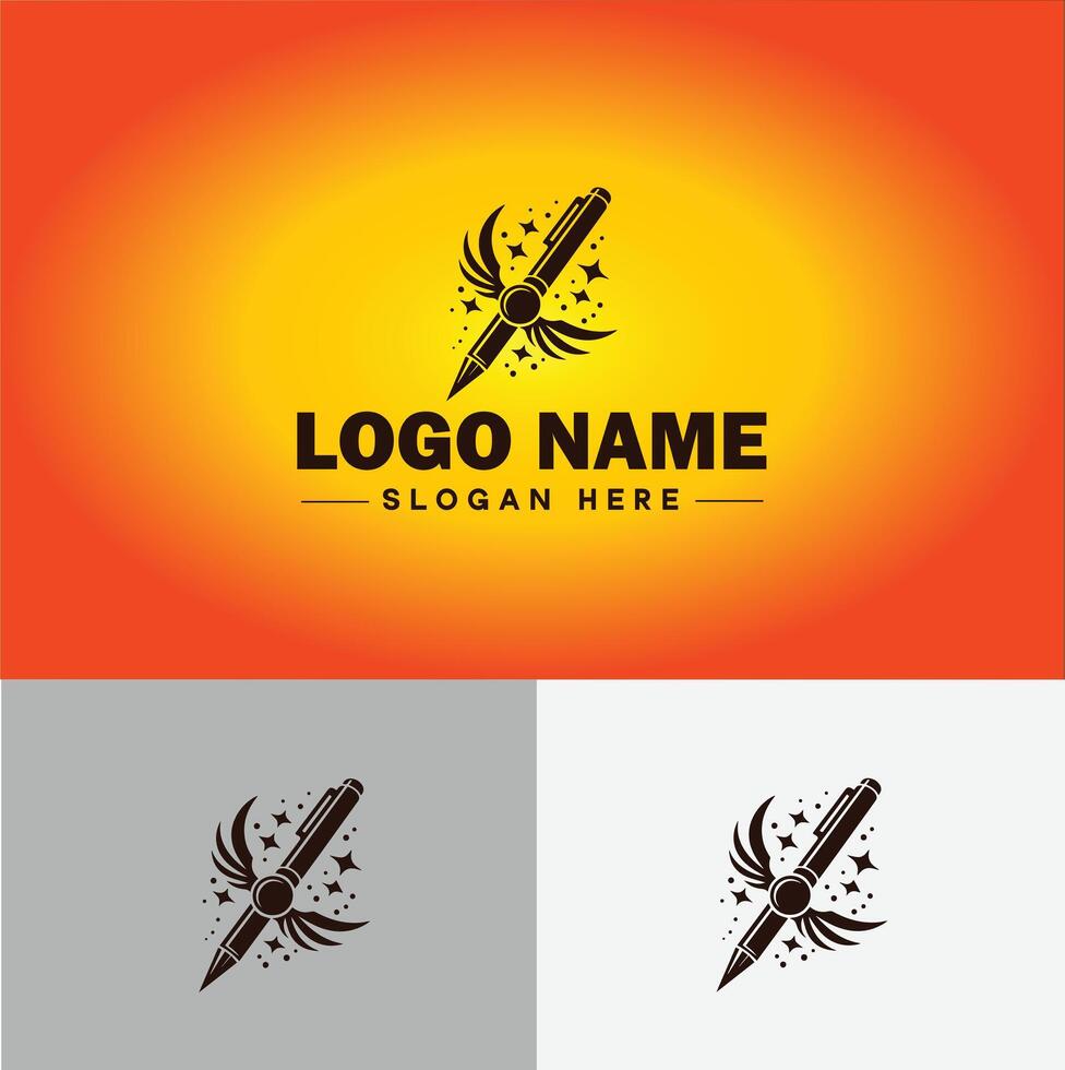 Pen write pencil logo icon for business brand app icon School Education University College Academic Campus pen logo template vector